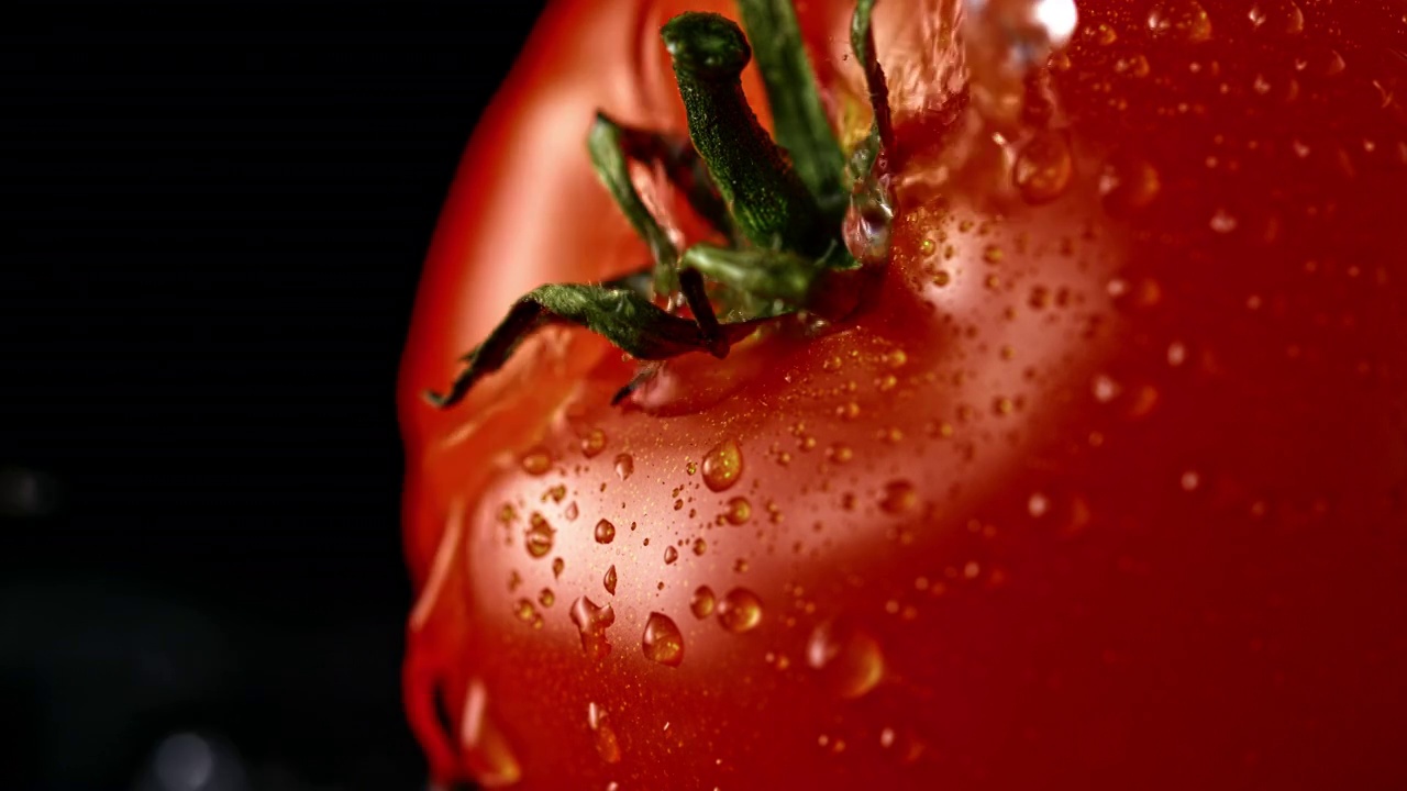 水倒在西红柿上视频素材