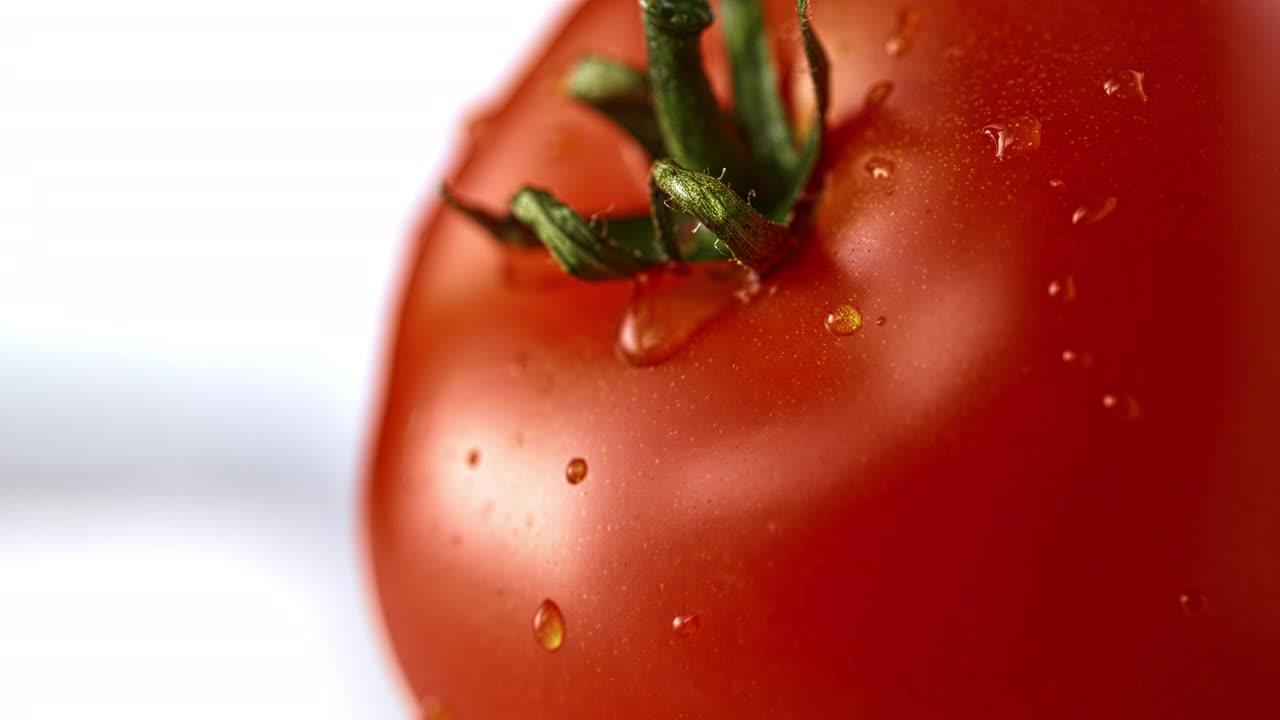 水倒在西红柿上视频素材