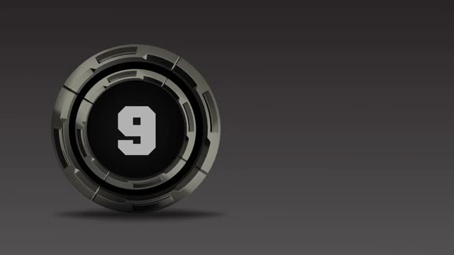 4K数字9在中间的3D旋转金属圈。数字移动动画可循环视频下载