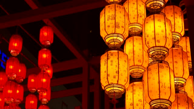 中国灯展在成都市的市中心，中国视频素材