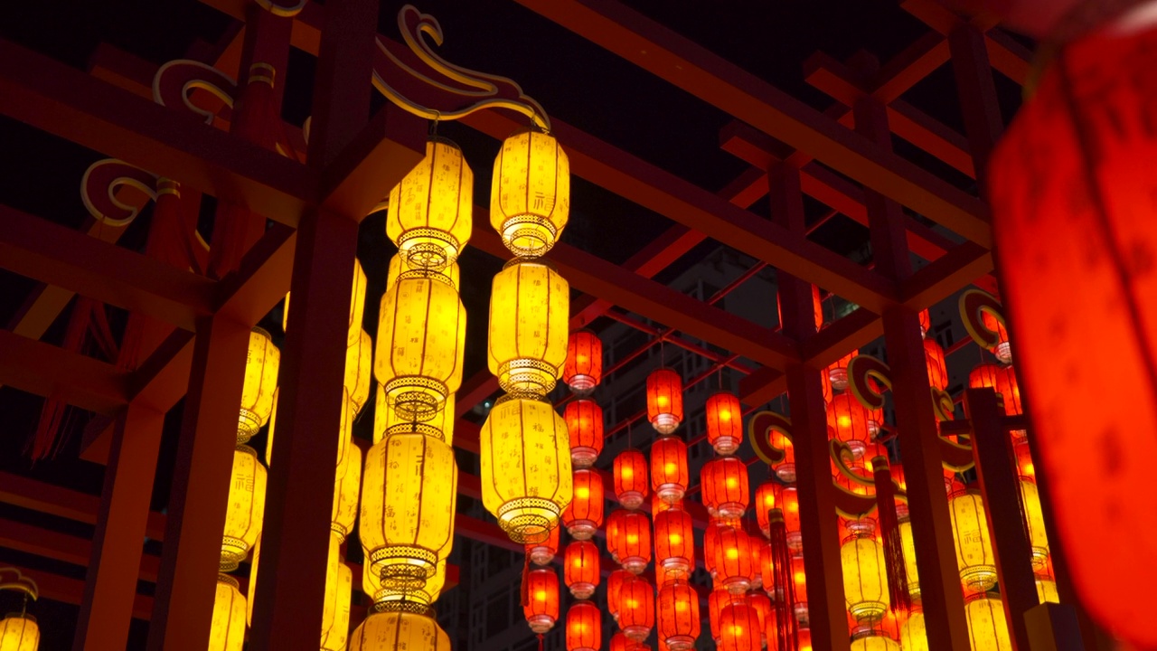 中国成都市中心的中国灯展视频素材