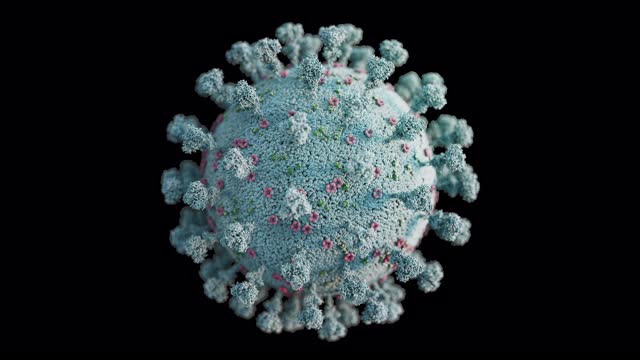 冠状病毒- COVID-19模型旋转的轴。科学精确的冠状病毒三维模型动画。视频下载