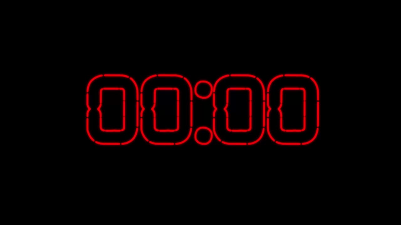 动画无缝背景霓虹数字时间计数从0到10。视频4K时钟滴答作响的时间。视频素材