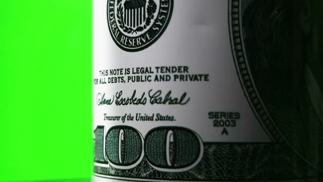 本杰明·富兰克林。以美元为基础的美国经济和世界金融体系的象征。光滑的旋转。视频素材