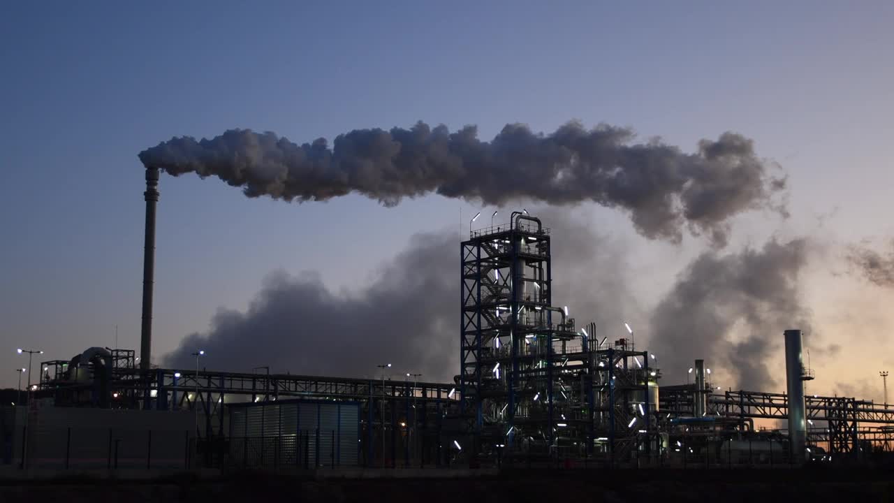 化工厂排出烟和蒸汽视频素材