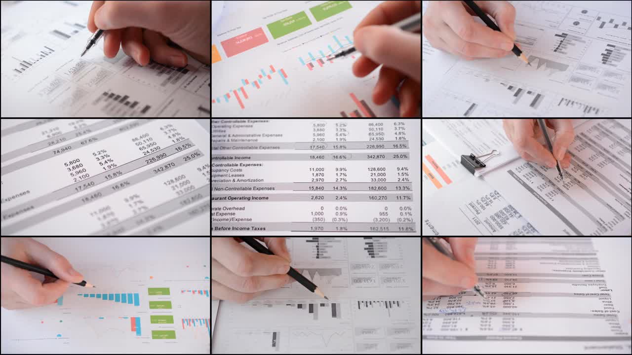审计人员检查财务报告的经营理念视频素材