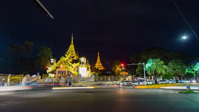 交通时间流逝视频古金塔仰光市，大金塔，缅甸视频素材