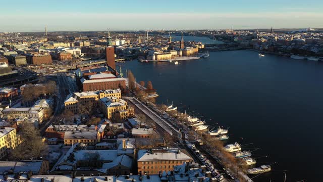 瑞典斯德哥尔摩上空的无人机视频下载