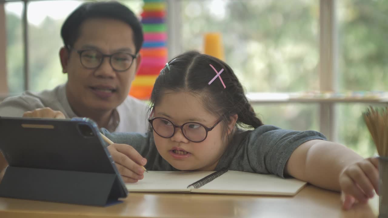 唐氏综合症家庭学校E-Learning在家视频素材