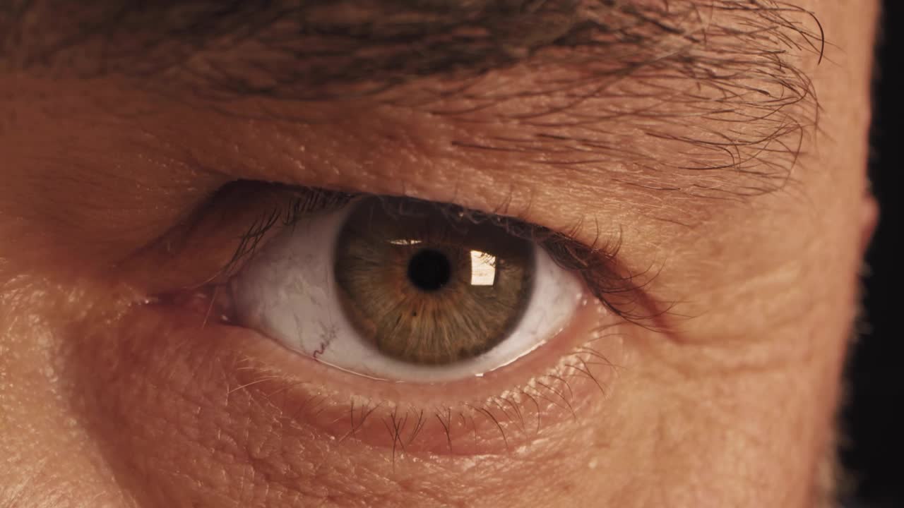 男人的眼睛正在被扫描，电脑图形动作效果视频素材