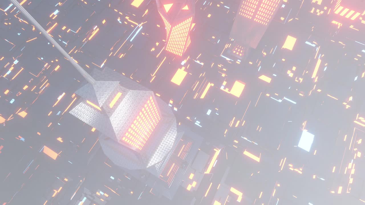 3D渲染的电脑游戏科幻城市的可视化视频素材