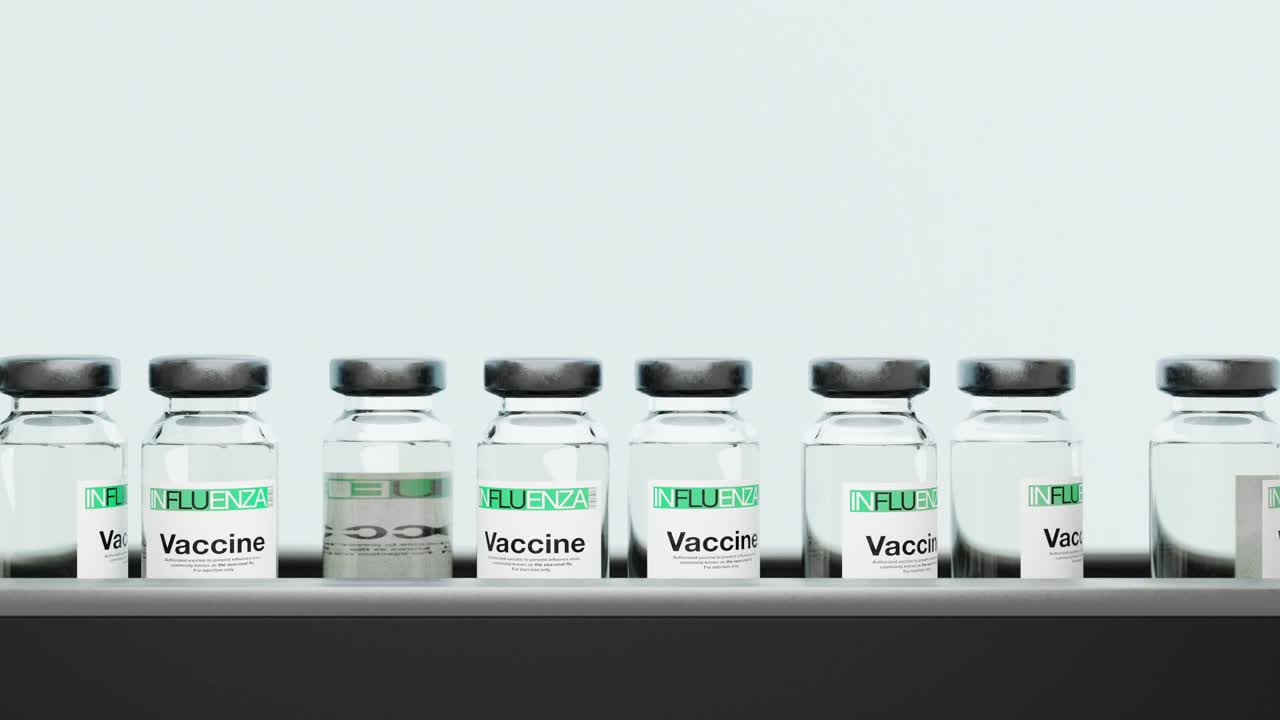 生产线上的流感疫苗瓶视频素材