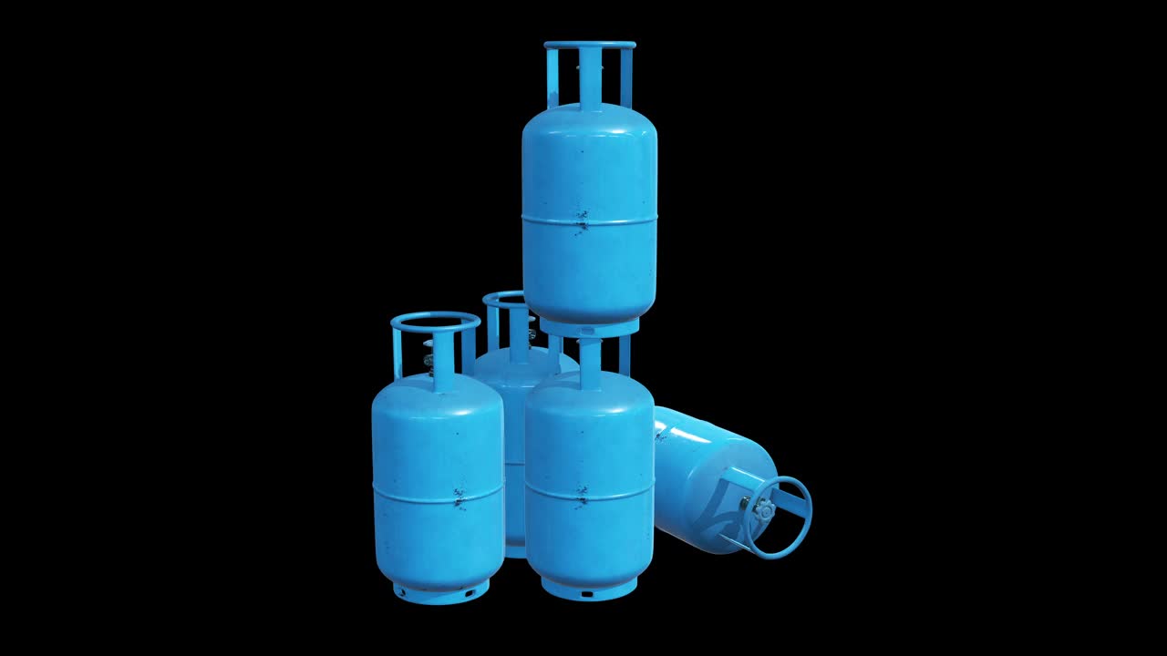 气瓶lpg罐气瓶。丙烷气瓶气球。带高压液化压缩气体和阀门的圆柱形容器视频素材