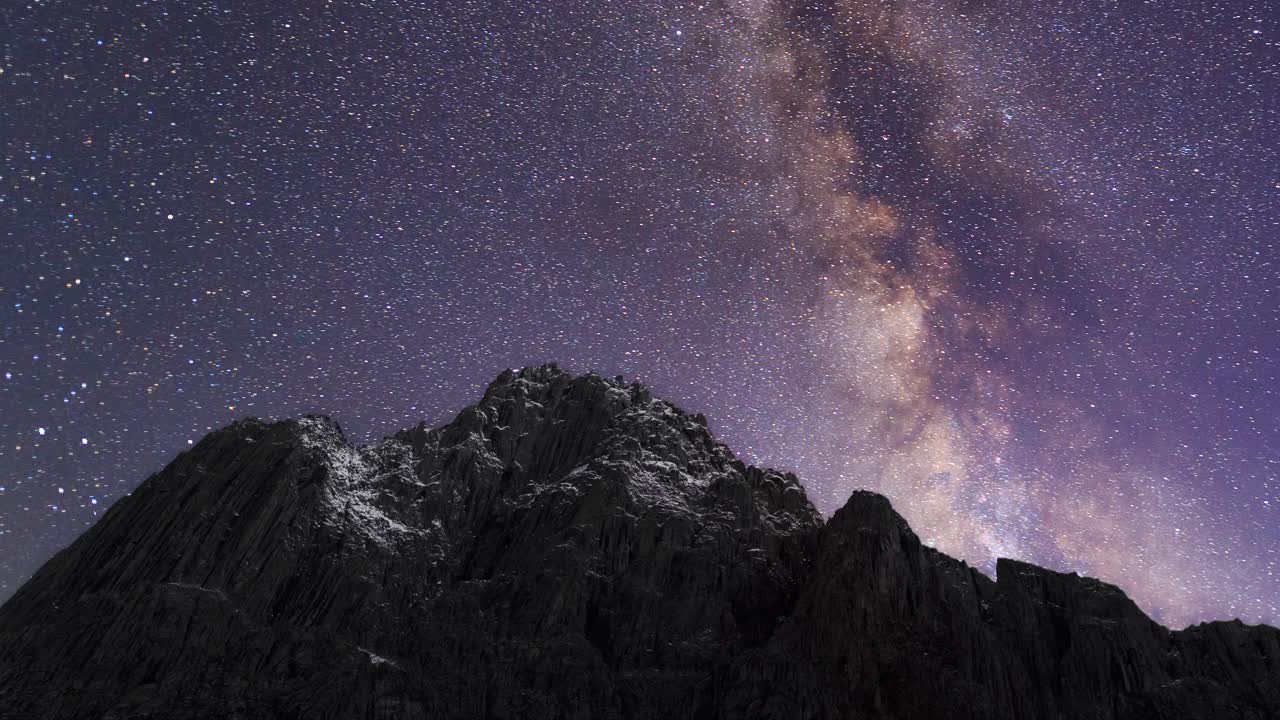 银河穿过雪山的山顶视频素材