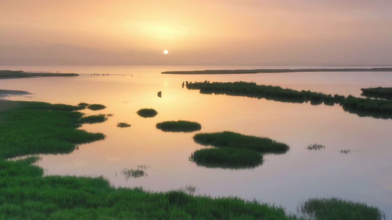草原湿地上的日出非常梦幻视频素材