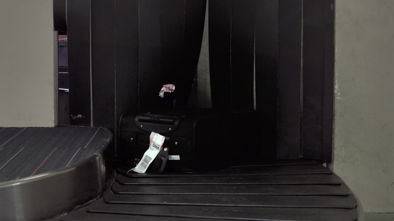 4k:机场行李传送带上的行李视频素材