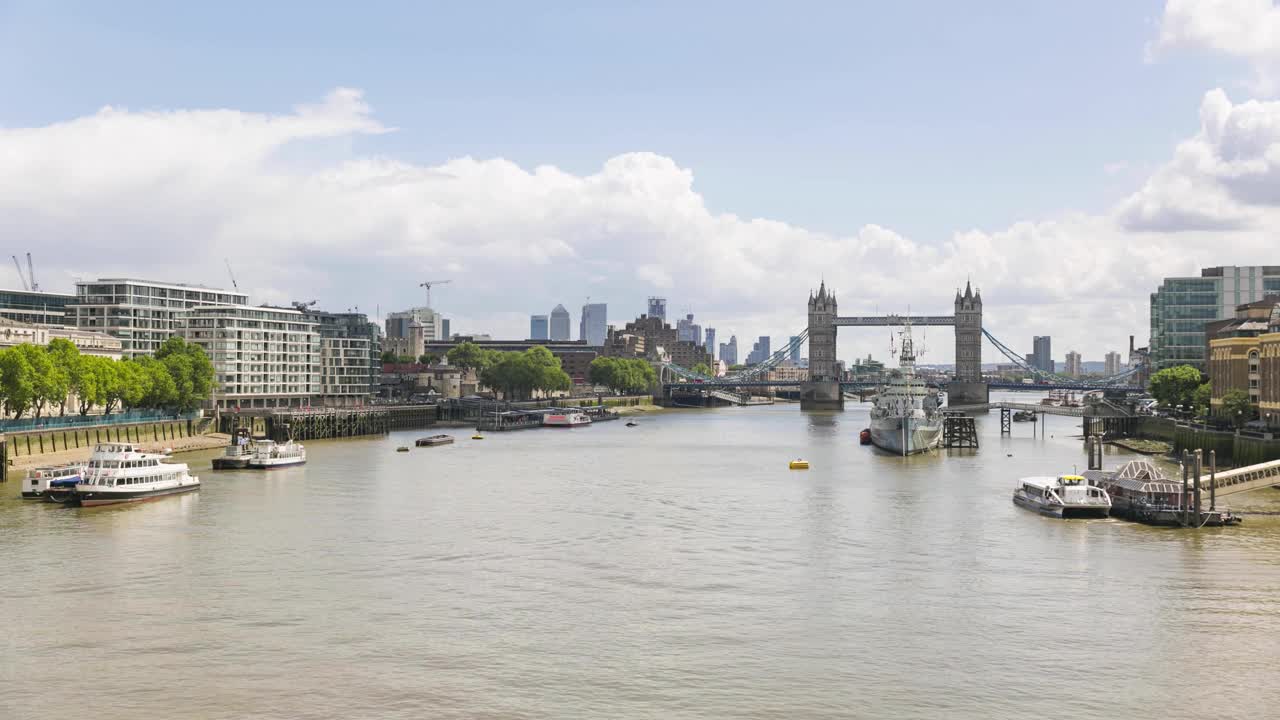 伦敦泰晤士河的时间流逝视频素材