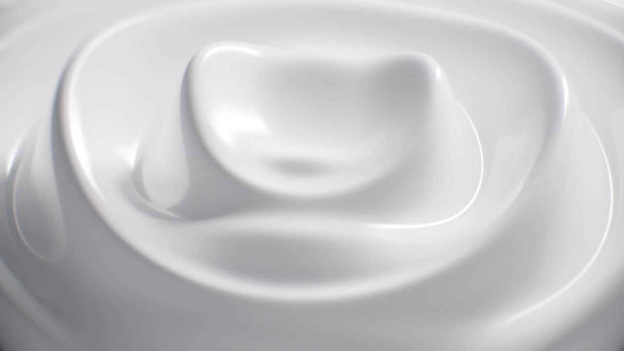 白色背景平滑的波浪牛奶奶油流动动画seamles循环4k视频下载