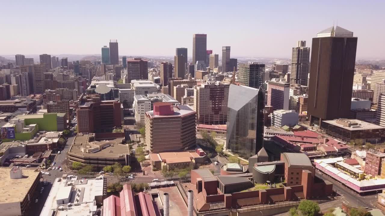 南非约翰内斯堡CBD鸟瞰图视频素材