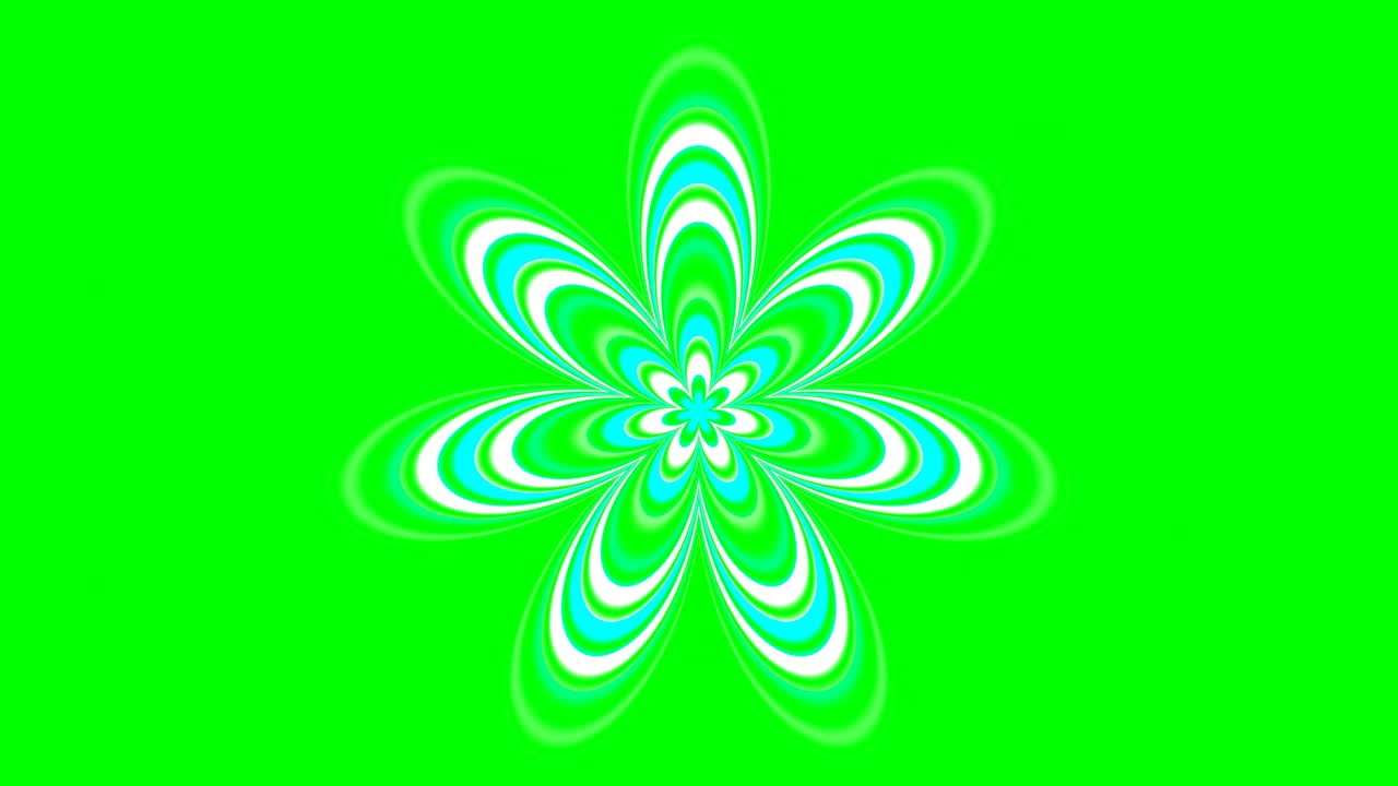绿色屏幕上迷幻的花朵形状视频素材