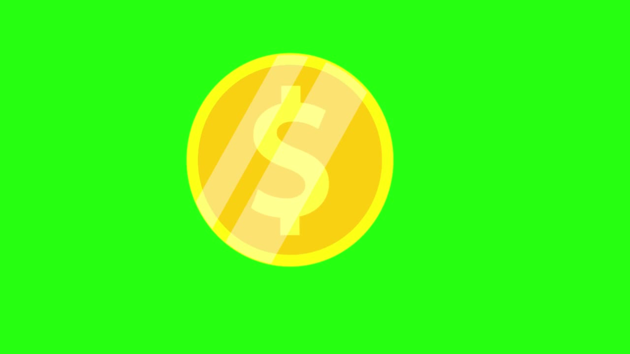 绿色屏幕上的动画旋转金币。视频下载