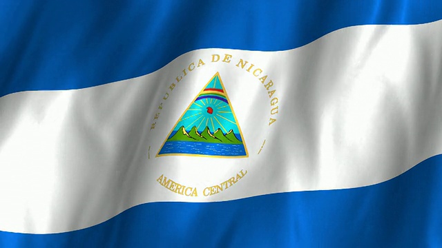 尼加拉瓜国旗飘扬，循环视频下载