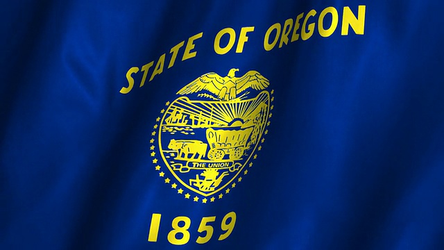 俄勒冈州国旗飘扬，循环视频下载