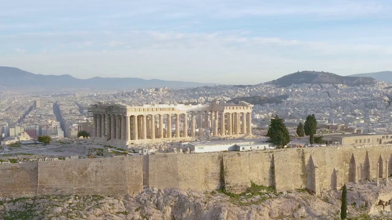 航拍希腊雅典帕台农神庙视频素材