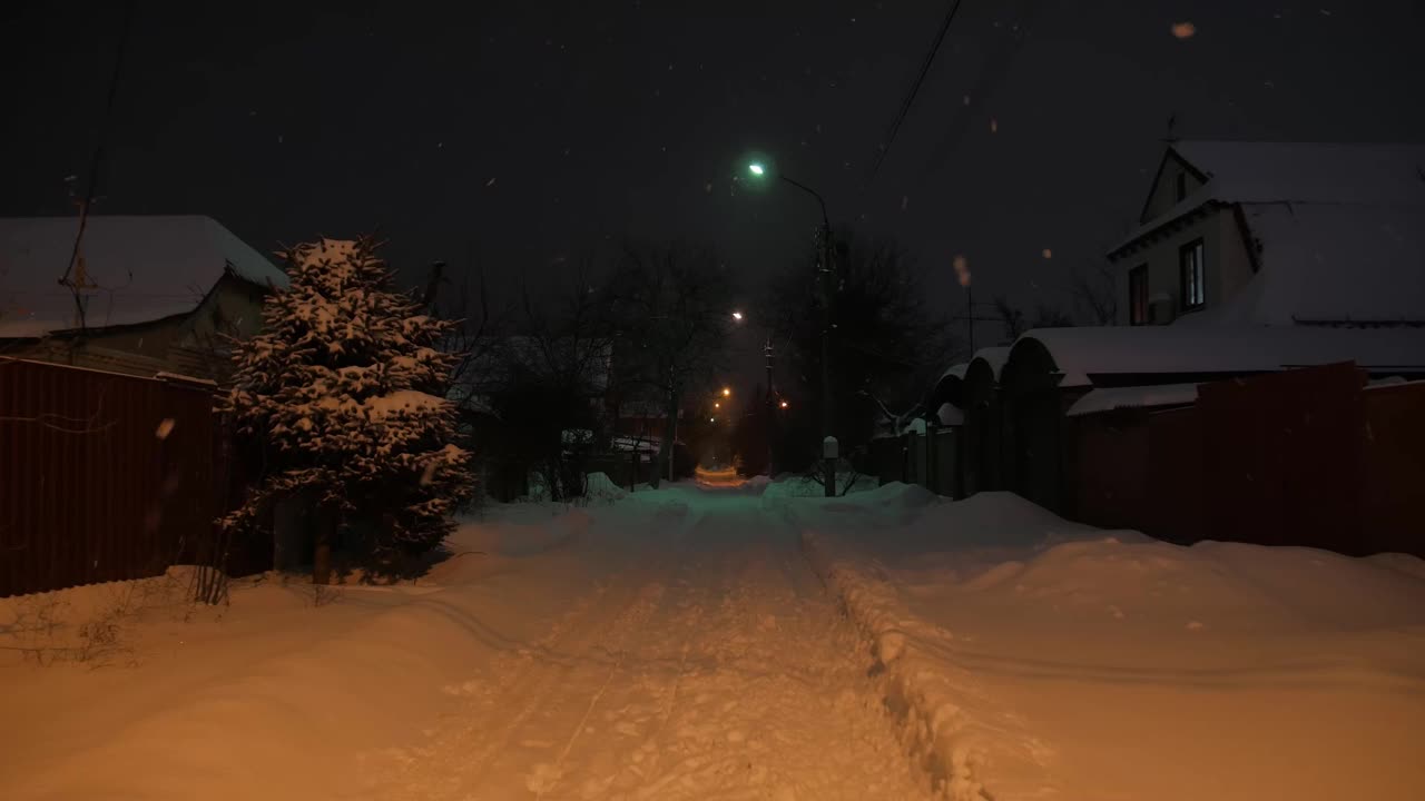 空夜街上的雪视频素材