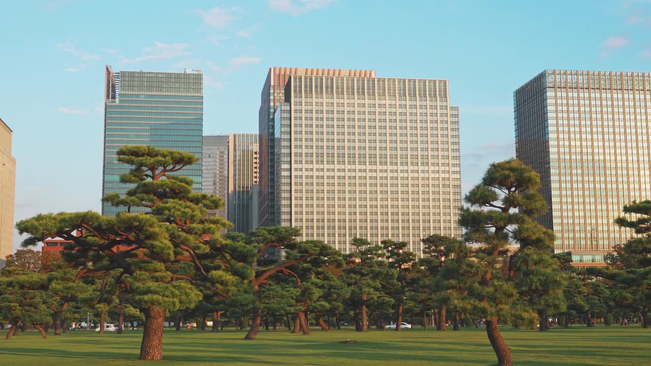 东京的摩天大楼在东京新宿市中心和商业区在早上在东京，日本视频素材