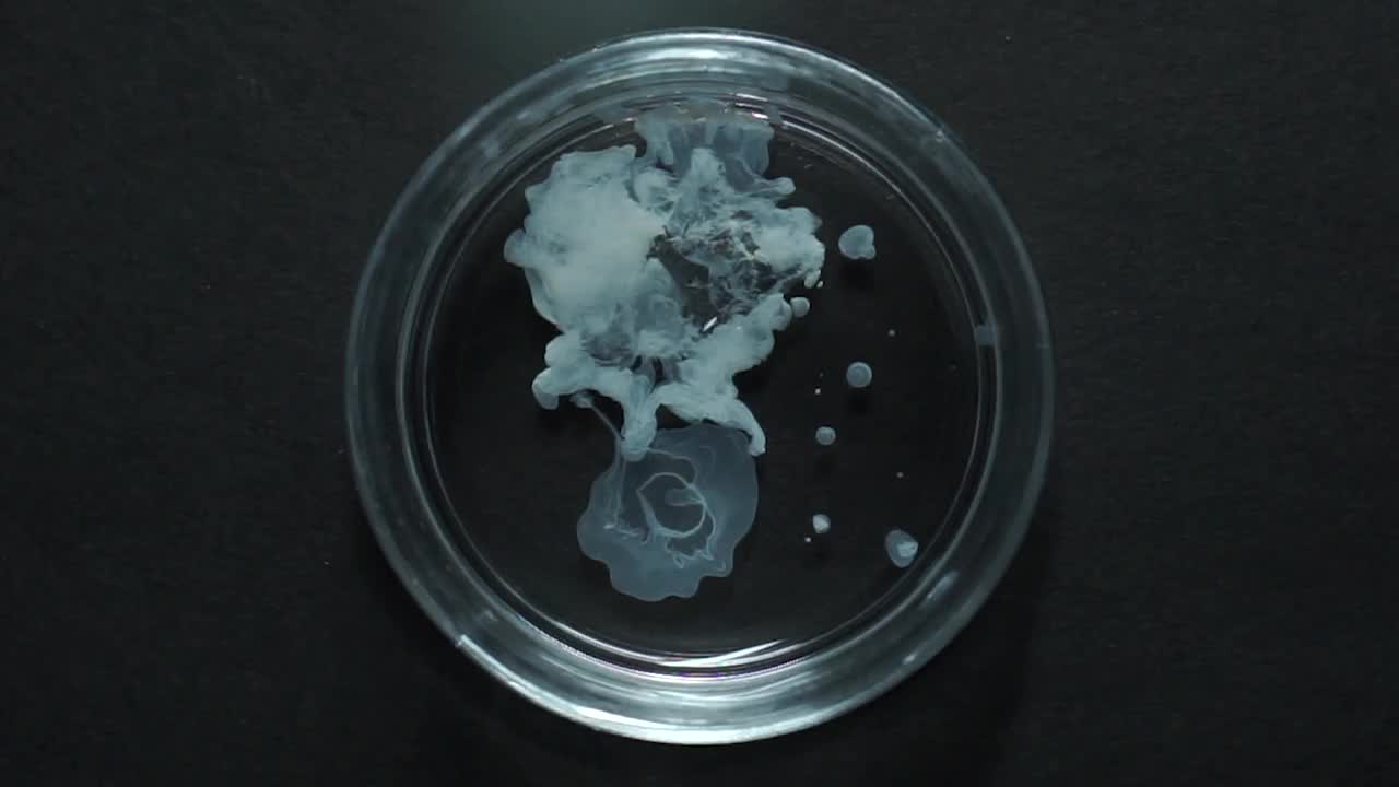 科学实验-液体像水一样扩散到清洁油上视频下载
