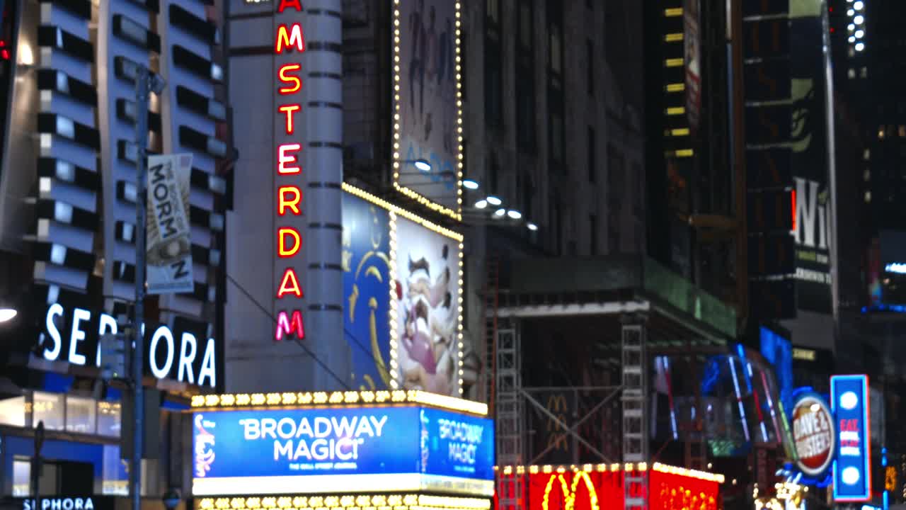 时代广场，剧院区，曼哈顿的夜晚视频素材