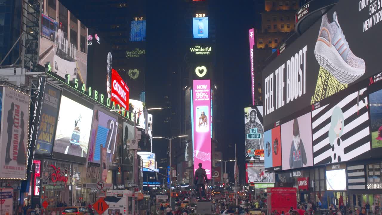 夜晚的时代广场视频素材