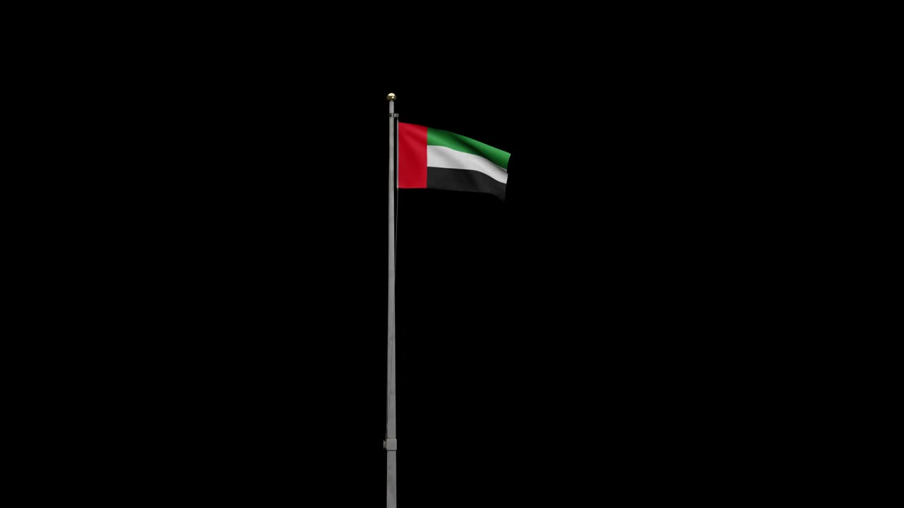 3D插图阿尔法阿拉伯联合酋长国国旗随风飘扬。阿联酋的横幅视频素材