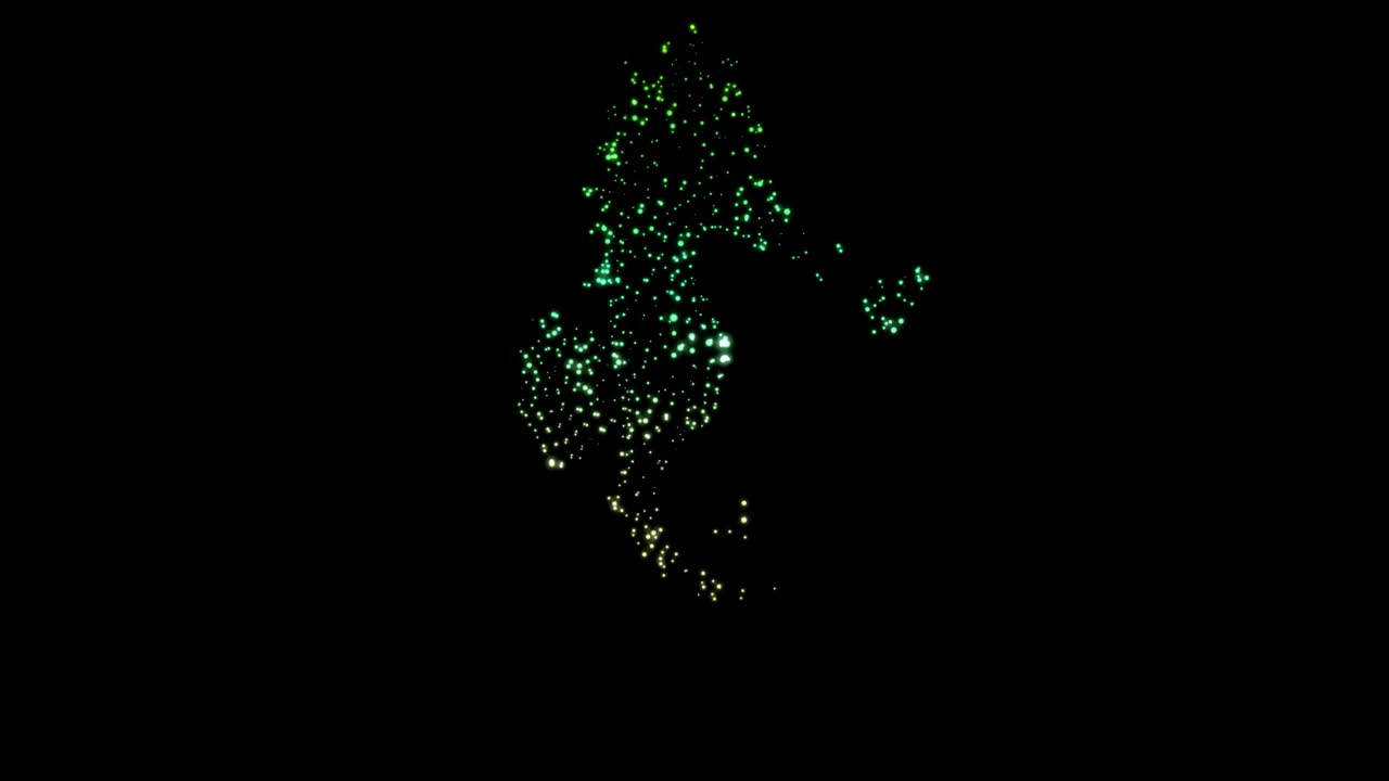 一个发光的绿色海马慢慢地在一个完全黑暗的海洋游泳的插图视频下载