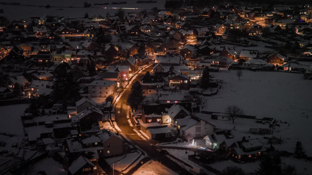 冬天的小镇-航拍视频素材
