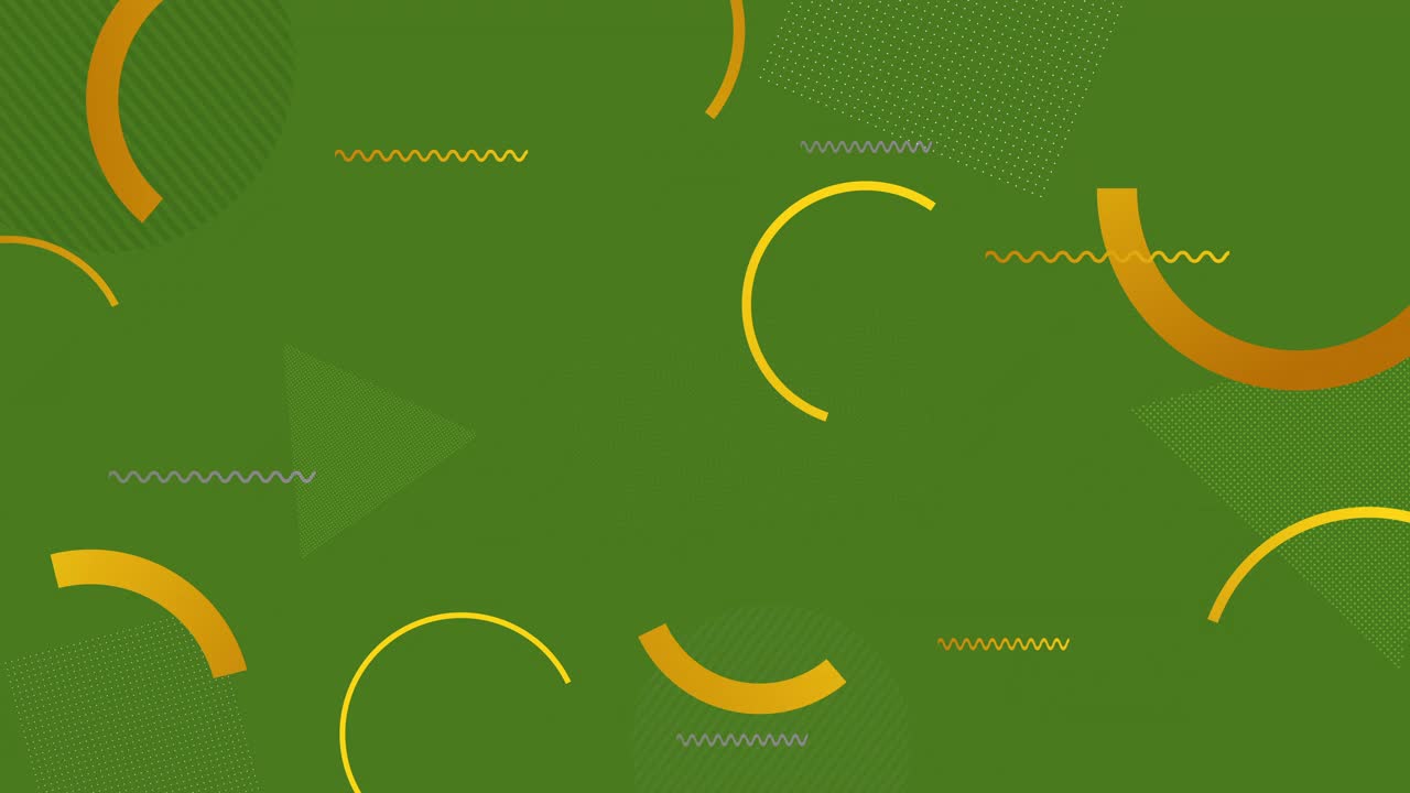 4k几何绿色背景与黄色形状图案视频素材