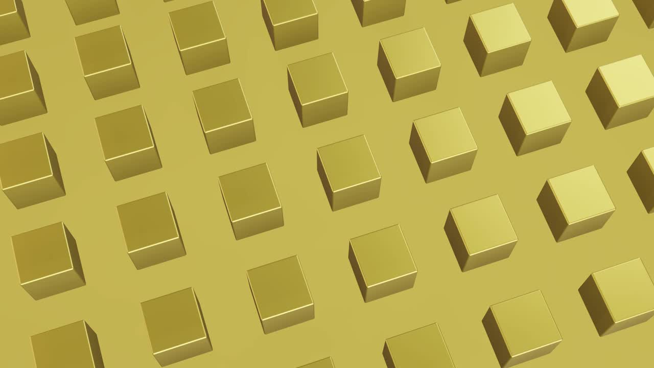 旋转的抽象金色方块视频素材