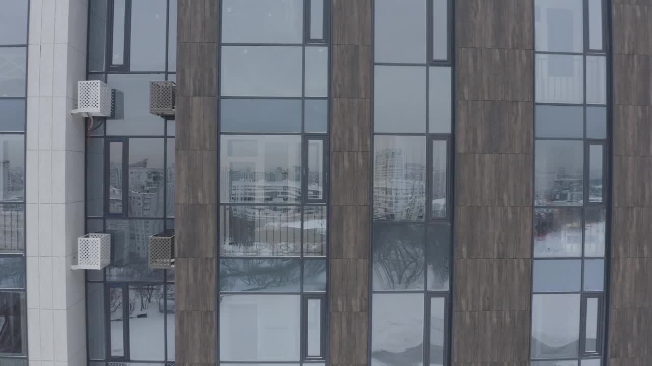 冬季莫斯科城市景观的鸟瞰图视频素材