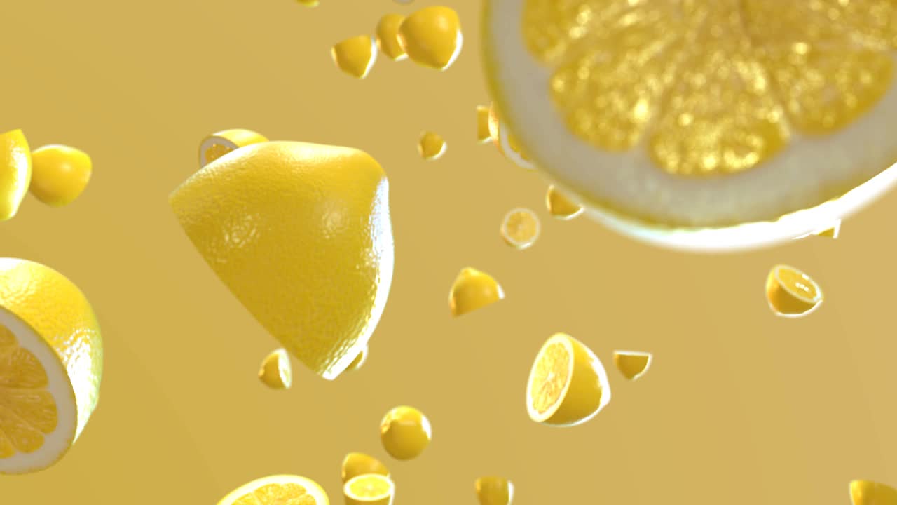 坠落柠檬背景超慢4k视频下载