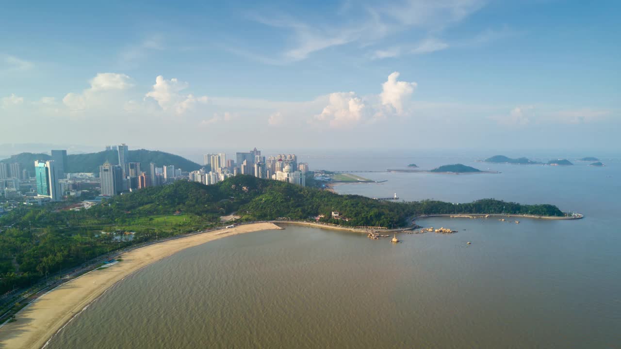 中国晴天珠海市景海湾航拍全景4k时间推移视频素材