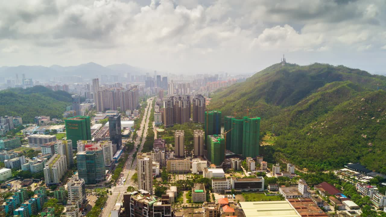 中国阳光灿烂的夏日珠海城市航拍全景4k时间流逝视频素材