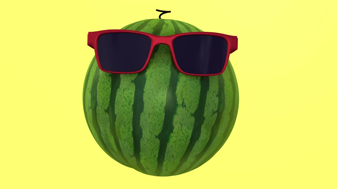 俯视图3D动画的花式西瓜。当代艺术背景。视频下载