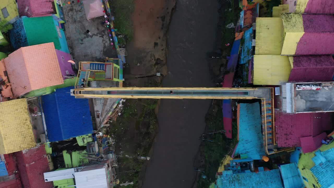 鸟瞰马郎彩虹村，爪哇-无人机4K视频素材