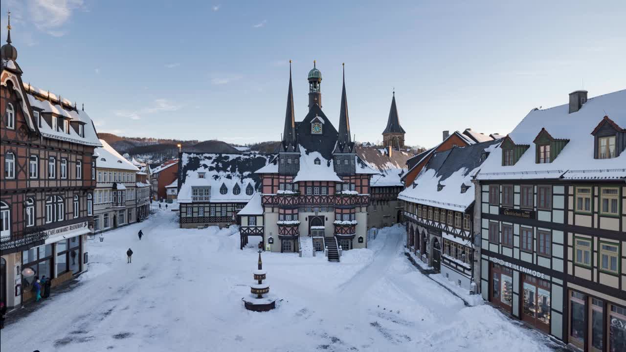 冬季延时Wernigerode，德国视频素材