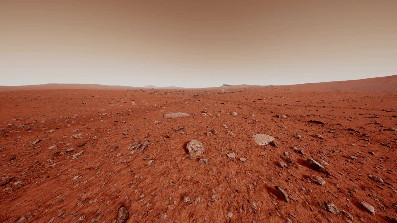 火星的表面，布满了小岩石和红砂视频下载