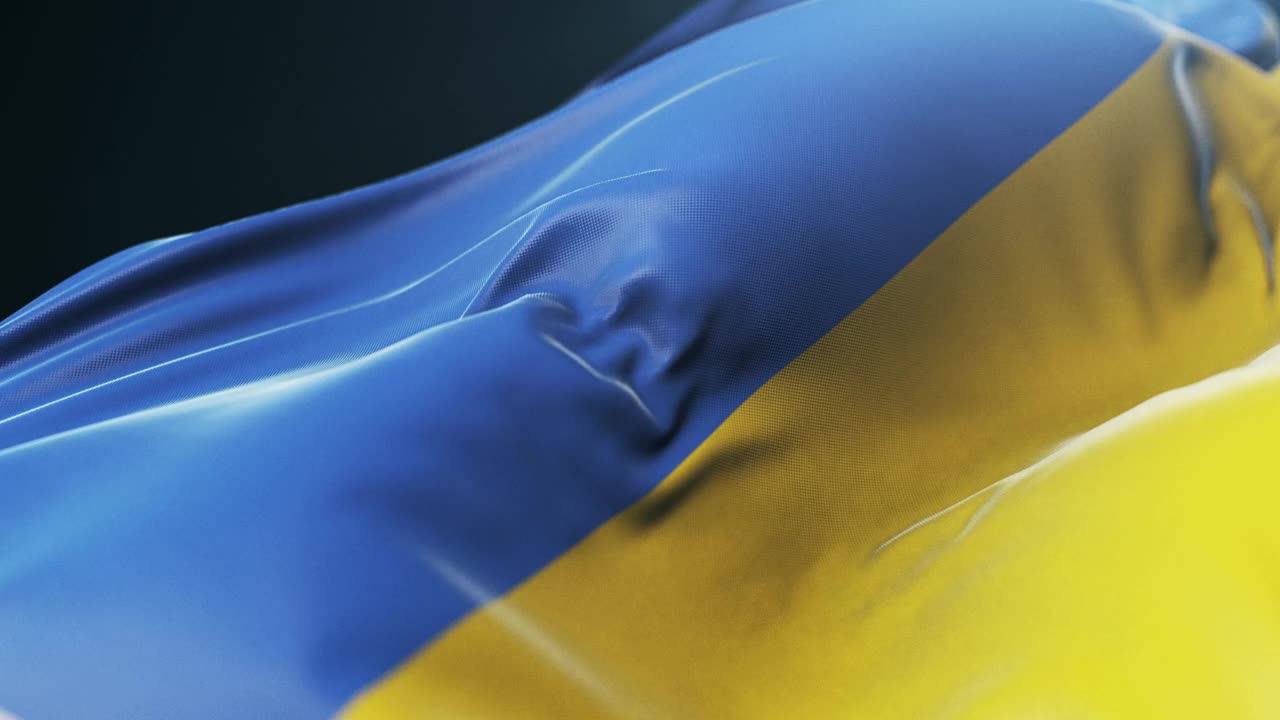 乌克兰国旗特写。慢动作视频下载