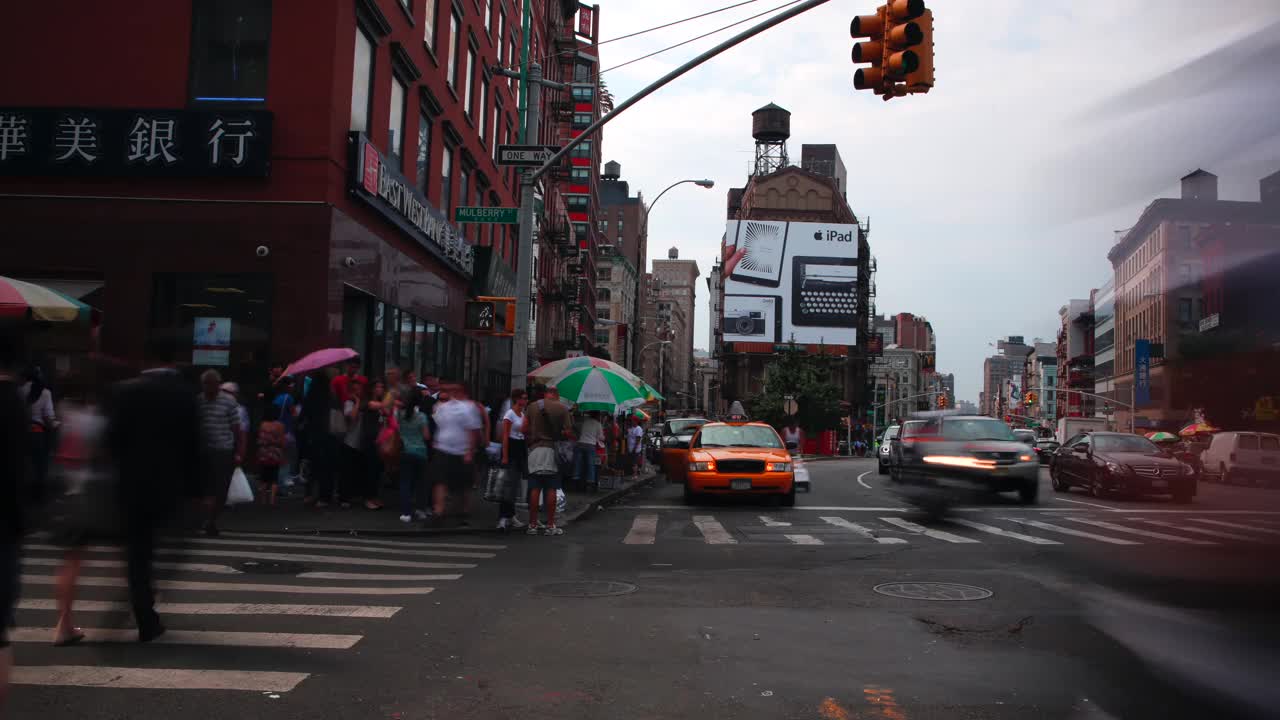 4K唐人街纽约市时间流逝视频素材
