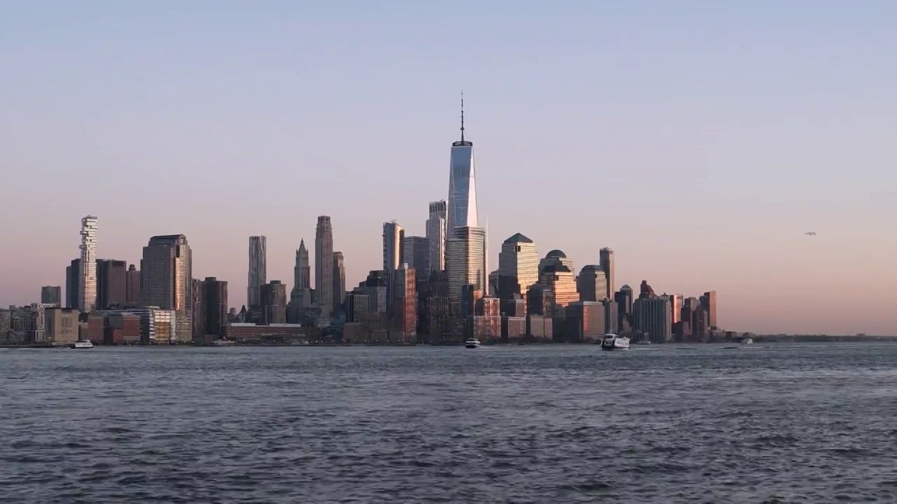 日落时分的曼哈顿市中心/纽约视频素材