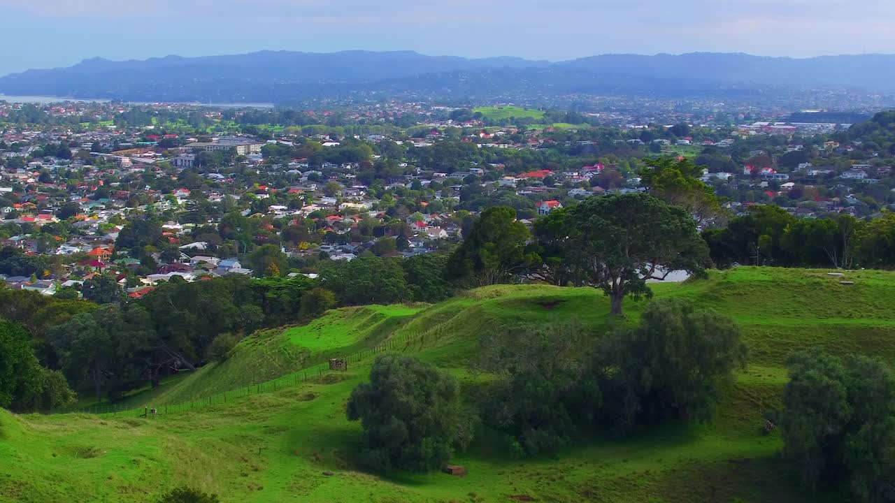 奥克兰城市从一个树山，新西兰视频下载